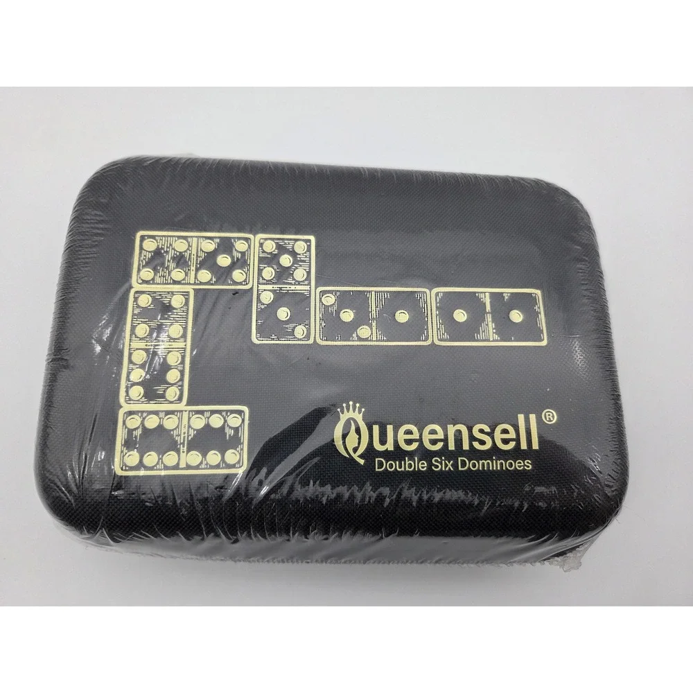 Queensell Dominos Set for Adults with 4 Domino Racks- Double 6. 28 Tiles
